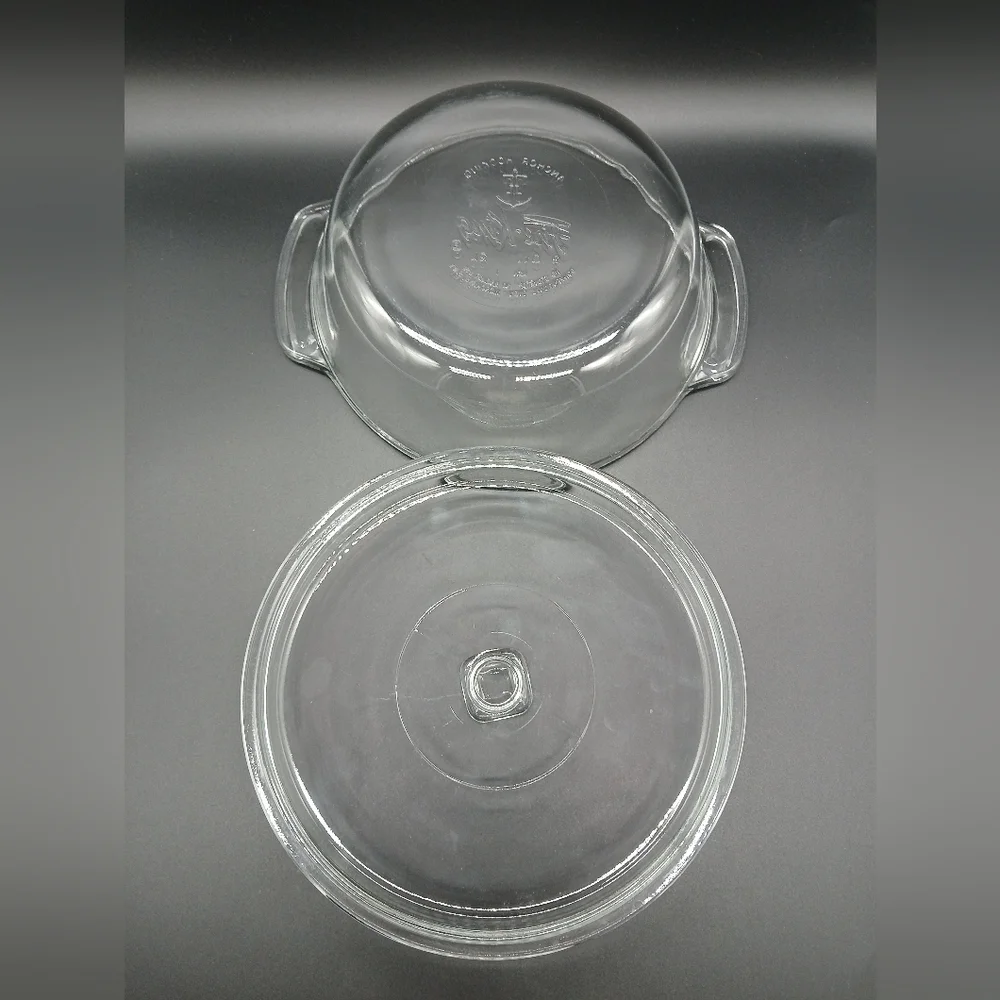 Anchor Hocking 2 Quart Clear Round Casserole Baking Dish & Lid Vintage​​​